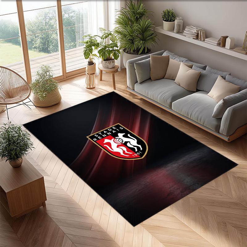 Stade Rennais FC Soccer Football Pattern Soft Area Rug Non Slip Indoor Floor Carpet Sports Decor Mat for Bedroom
