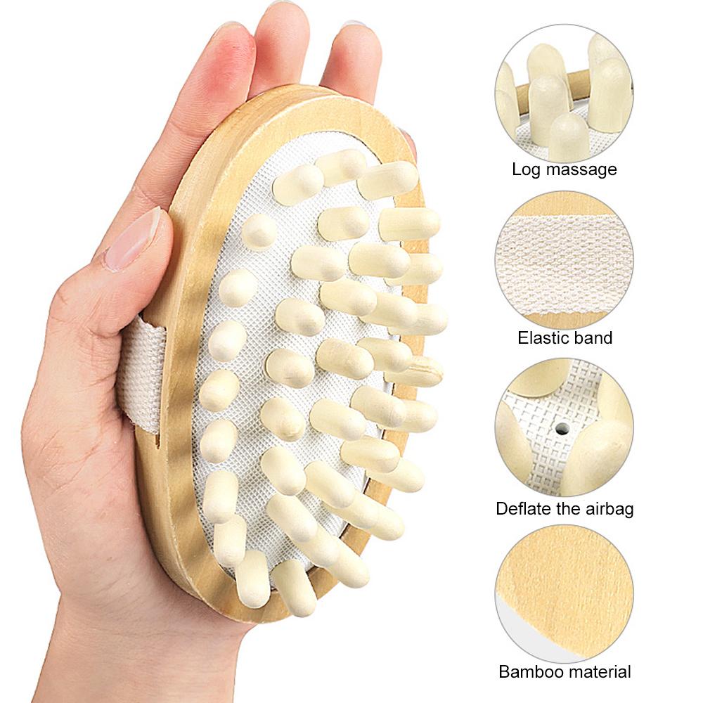 1Pcs Wood Massage Circulation Brush For Cellulite And Improved Lymphatic Drainage Shower Bathe Massager Spa Skin Brush