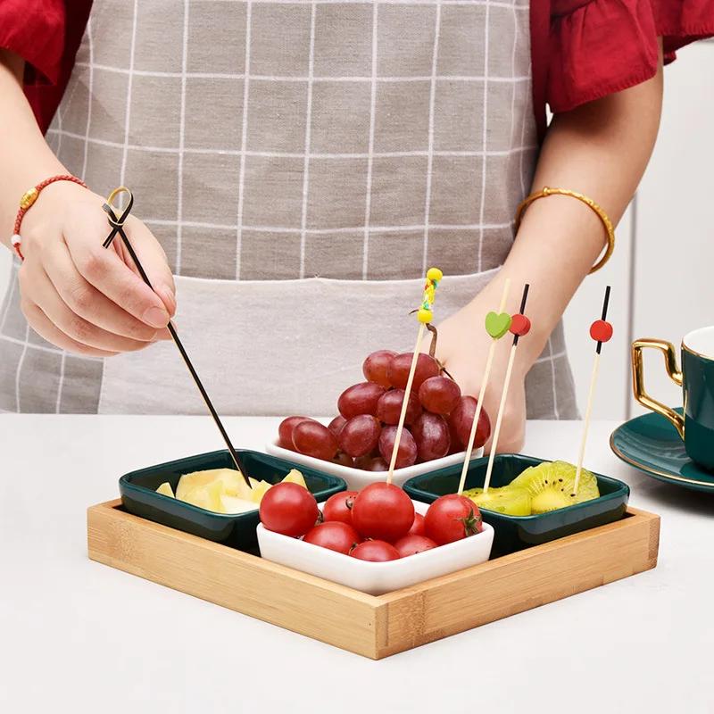 100 PEZZI Bastoncini Frutta Spiedini Bambù Bicchiere Buffet Cupcake Forchetta Frutta Festa Dessert Bastoncino Insalata Spiedino Cocktail per Decorazione Matrimonio