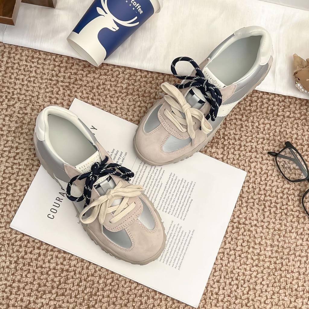 Summer new platform sneakers women wear high-end college style retro dad shoes women's front lace-up