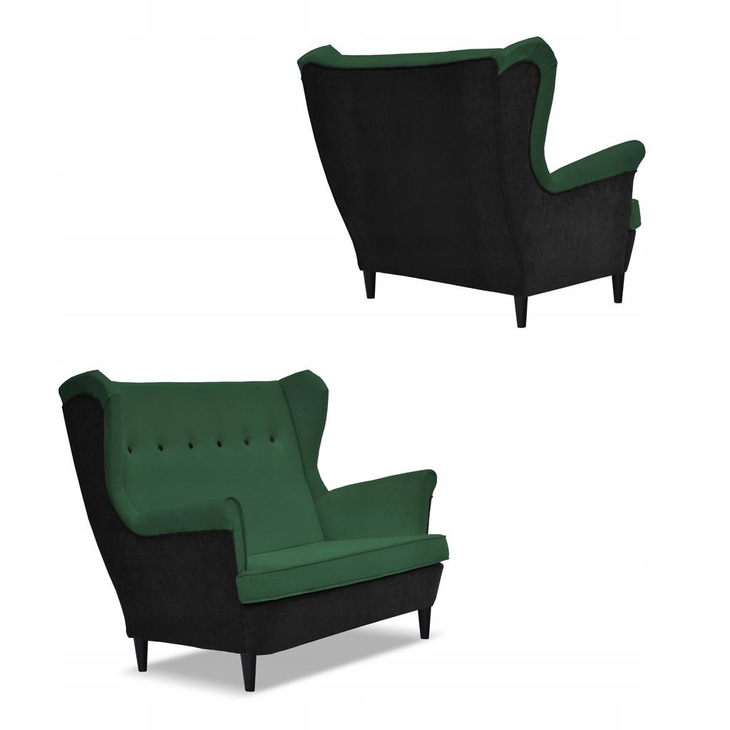 Zestaw wypoczynkowy ARI DUO sofa fotele Family Meble czarno - zielony
