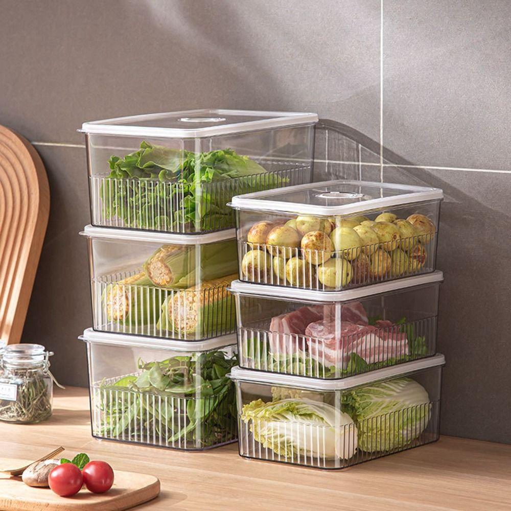 Plastic Refrigerator Storage Box Transparent Food Storage Containers Cabinets