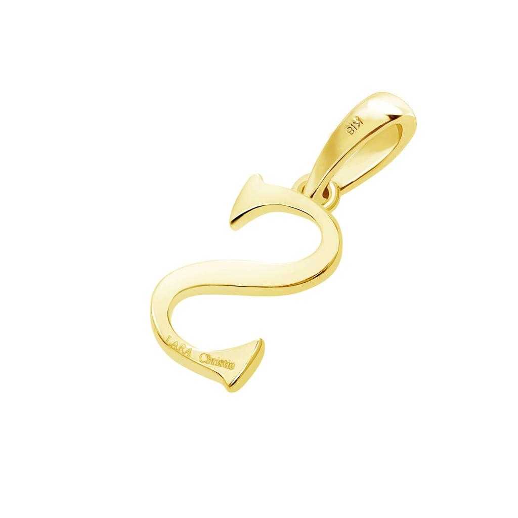 Lala Christie Initial Pendant 18K Yellow for Men and Charm Necklace, Gold, Small, Women,