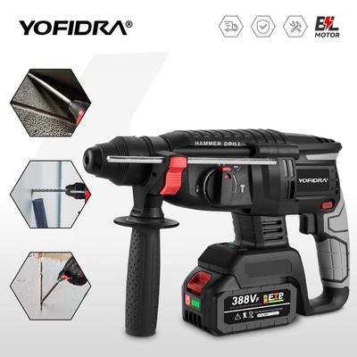 Yofidra Brushless Electric Hammer Electric Pick Impact Drill Multi-function Cordless Rotary Tool For Makita 18V Battery