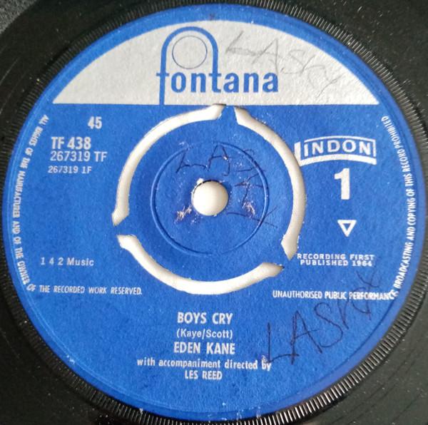 

7inch Record EDEN KANE - Boys Cry TF438 Fontana, Lindon 1964 UK Pop Used