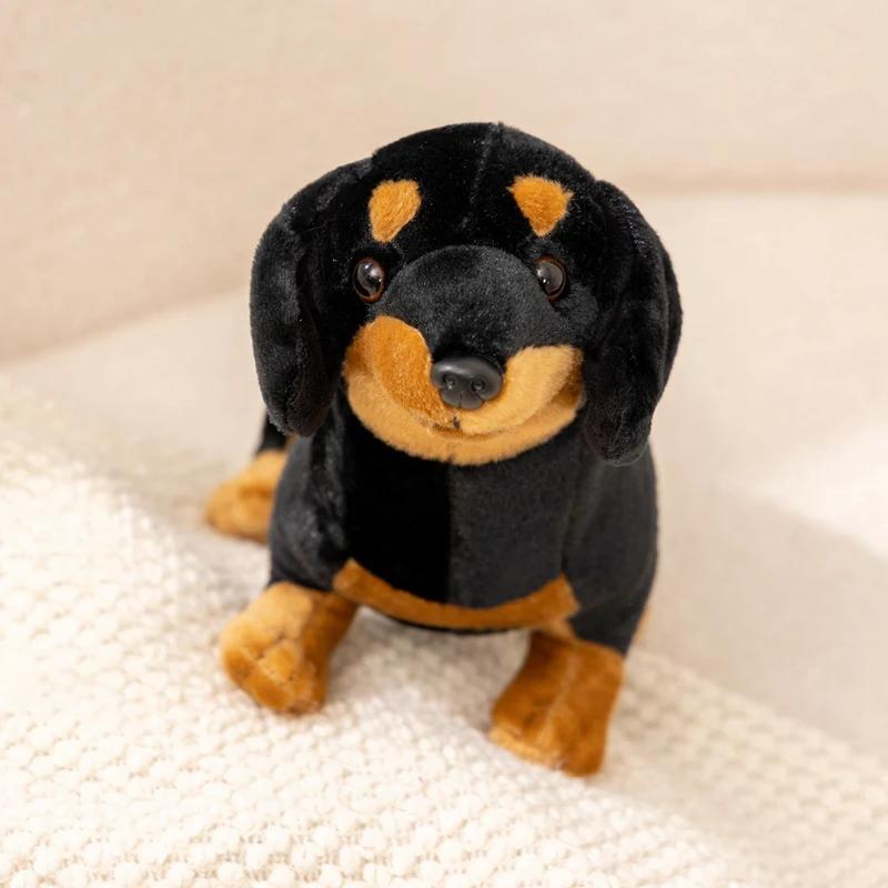 Cartoon Dachshund Stuffed Animal Soft Fluffy Weiner Dog Plush Toy Cute Realistic Dog Plushie For Dog Lovers Collection Gift