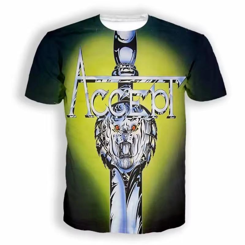 Vintage Men's T-shirt Classic Band Accept 3D Printed T Shirts Man Women Hip Hop Short Sleeve Tee Fashion Street Men Top Clothing