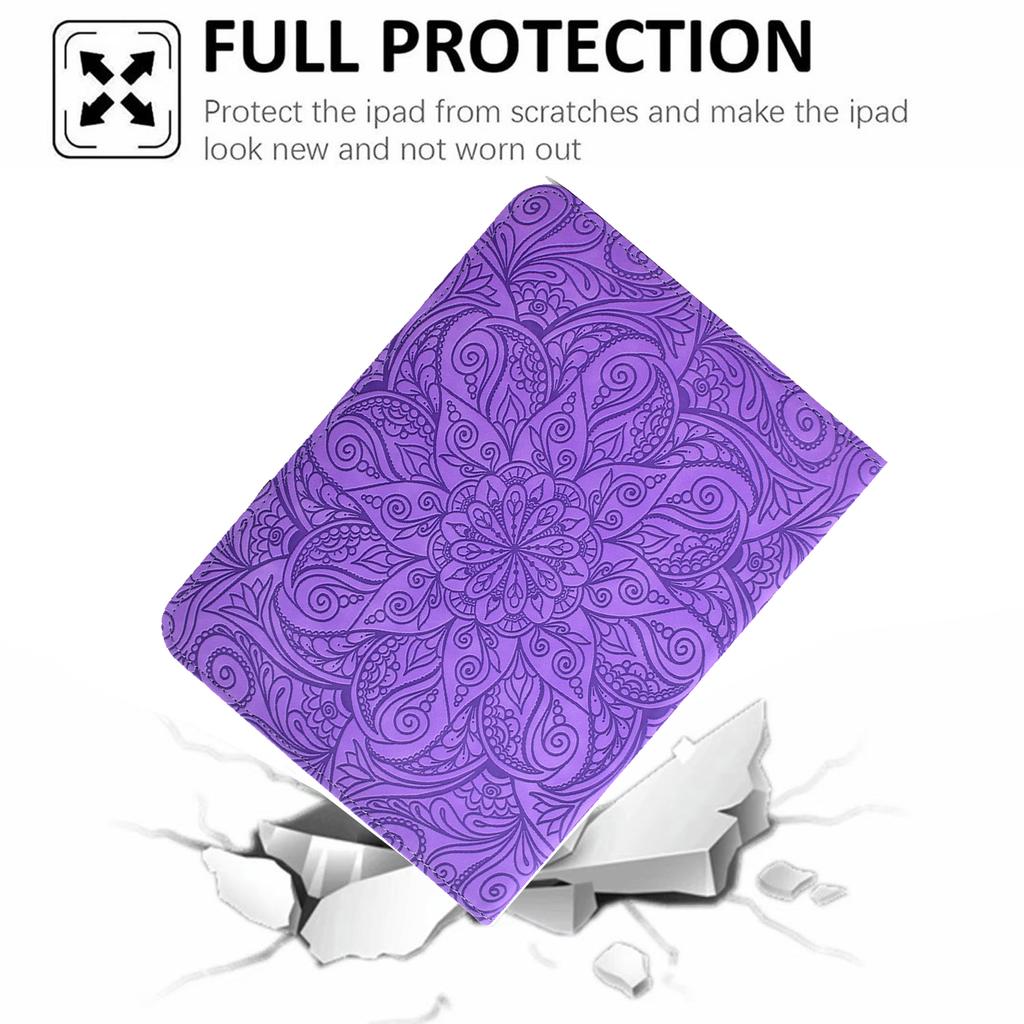 Leather Case for iPad 10.2 (2020)/(2019)/iPad Air 10.5 inch (2019)/Pro 10.5-inch (2017) Card Slots Rotary Stand Mandala Flower Tablet Cover