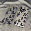 Dark Blue Butterfly for iPhone17promax Apple 16 Mobile Phone Case 14/13 Fine Hole 15 Transparent 12