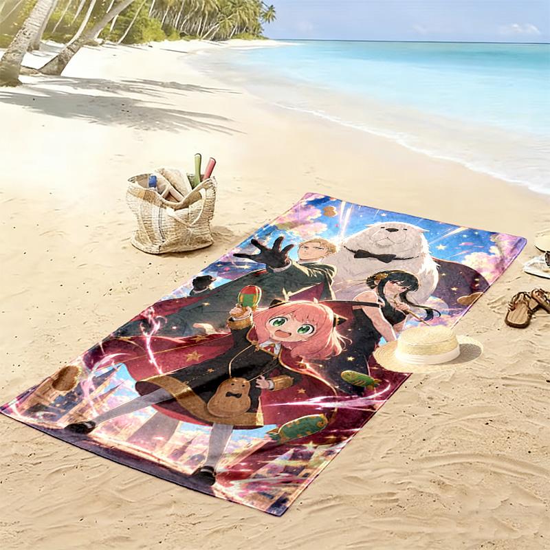 Spy x Family Print Beach Towel, Large Soft Quick Dry Towel for Beach Camping Swimming