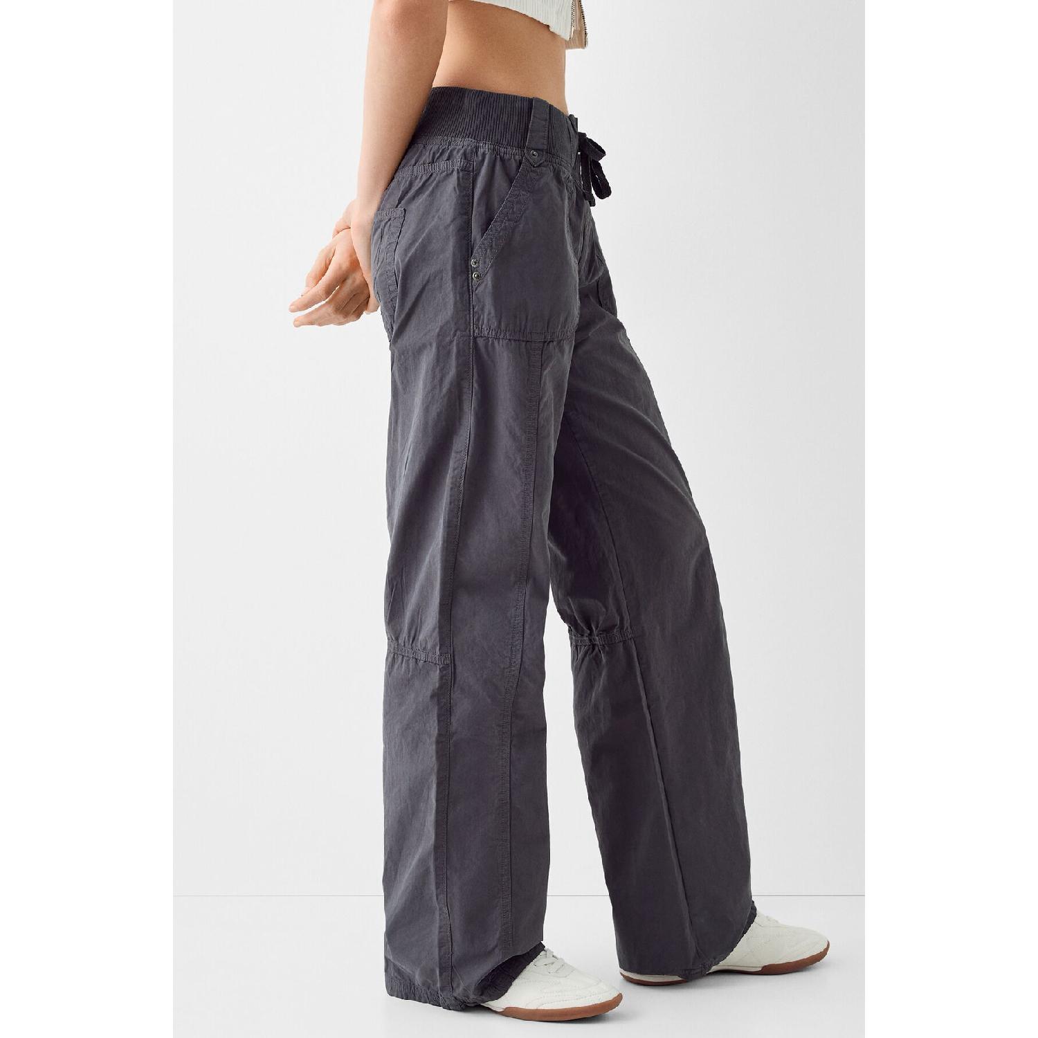 

Straight Fit Cotton Trousers With Ribbed Waist 10-12 Yaş сірий колір