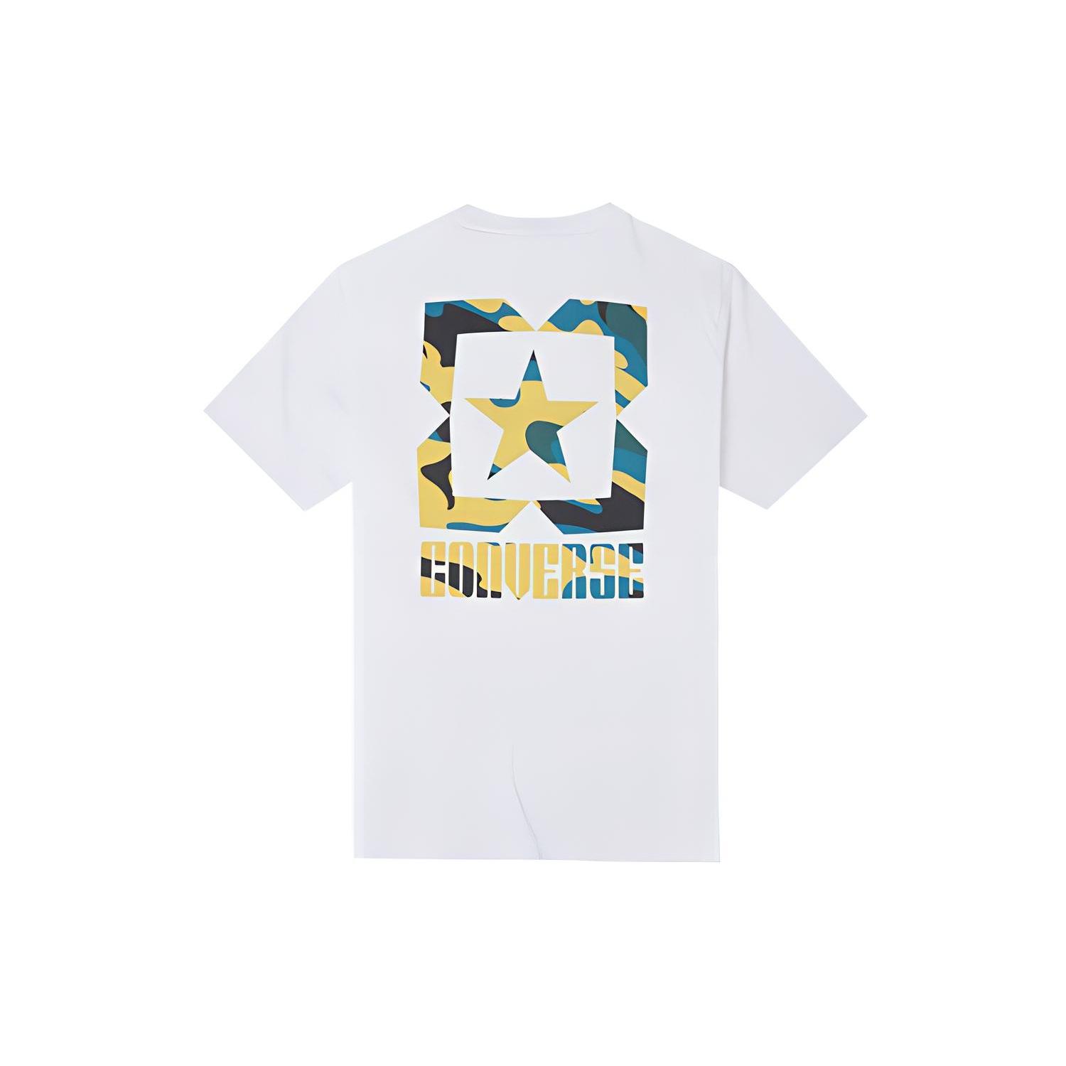Men s Converse Casual Sports Breathable Camouflage Printing Short Sleeve White 10023369-A02 XL