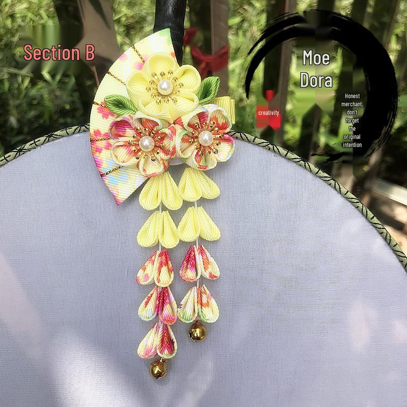 Fermagli Giapponesi Wafuku per Bambini con Nappe a Ventaglio per Kimono & Yukata
