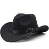 Travel Photography Western Cowboy Hat Classic Belt Woolen Jazz Top Hat Men and Women's Ethnic Style Felt Hat Big Eave Hat Felt Hat