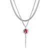 2pcs Fashion Creative Love Sword Heart Shape Pendant Necklace Couples Women and Men Party Jewelry Couple Gift Accessories