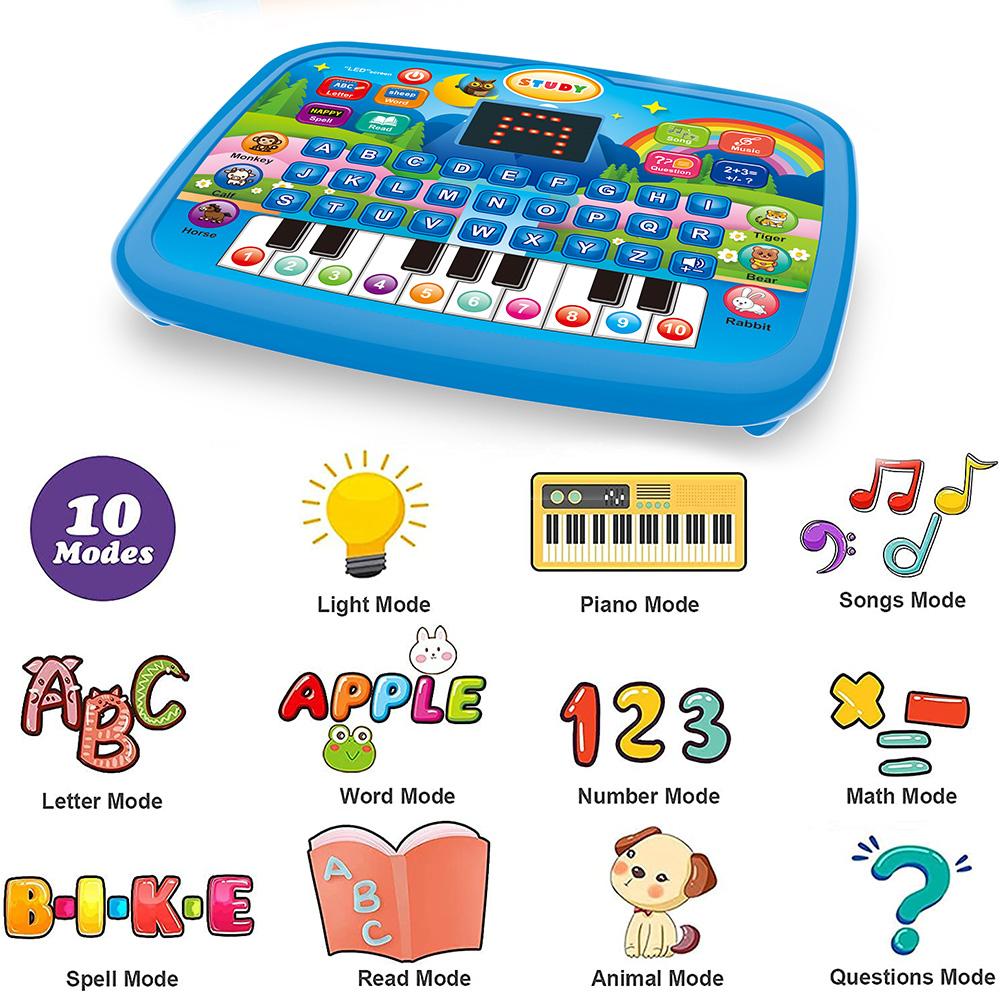 Kids’ Education Tablet Toy Age 3+ Literacy Math Music Learning Doubles as Electronic Keyboard Birthday Christmas Gift