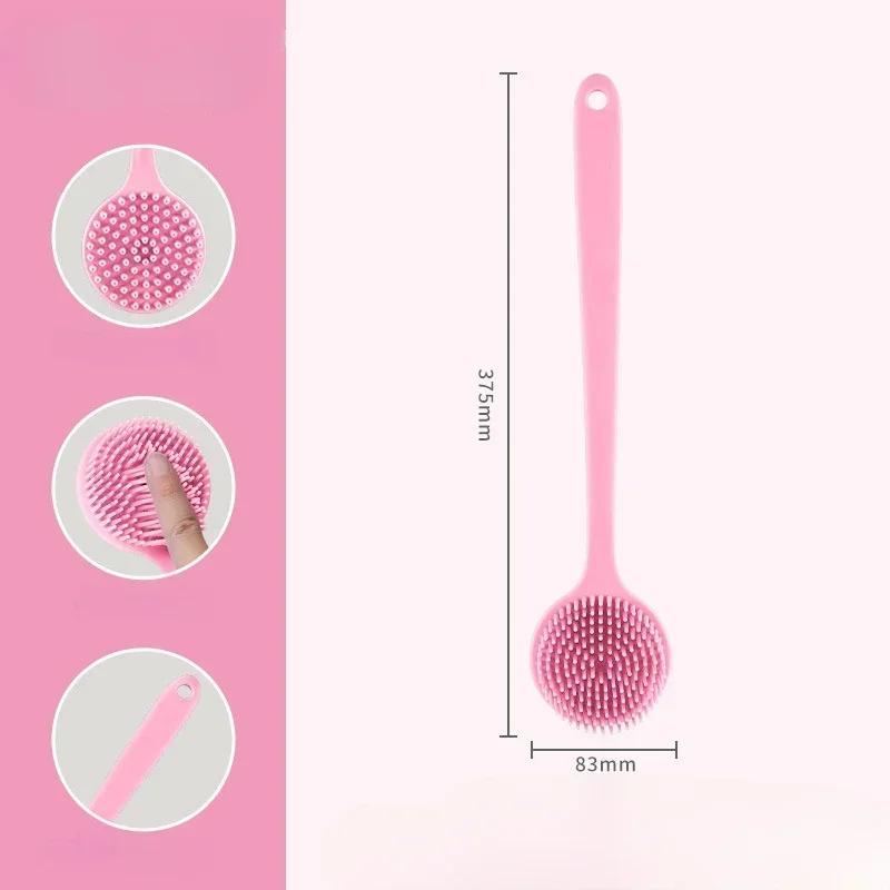 Long Handle Silicone Back Scrubber Double Sided Exfoliating Bath Brush Shower Massage Body Cleaner Daily Skin Care Body Brush