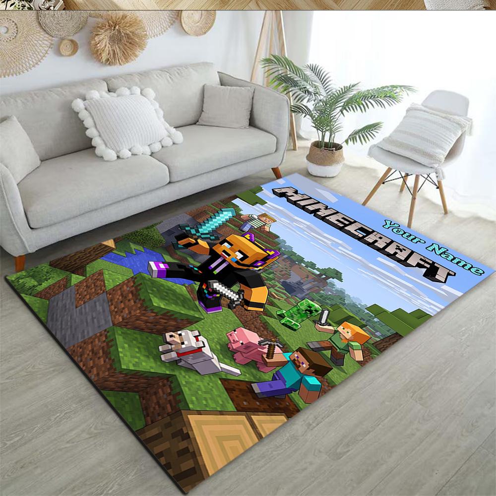 Minecraft Customizable Name Area Rug Perfect For Living Rooms Dormitory Dining Room Balcony Antislip Rug Office Home Decor Wedding Party Gift