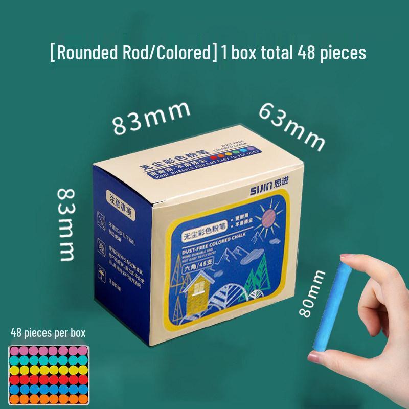 Hexagonal Dustless Chalk Set, 32 Multi-Color, 12 Highlight Colors, Perfect for Blackboards & Children's Art.