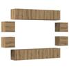 VidaXL Meubles TV muraux 8 pcs chêne artisanal bois d'ingénierie, banc TV, meuble hifi, centre de divertissement, buffet TV, 3328950
