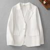 Women's Plus Size Linen Suit Jacket - Solid Color, Mid-Length, Casual, 2026 Spring Collection