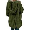Women's Fashion Loose Hooded Jacket Plush Long Sleeve Cardigan Solid Color Coat