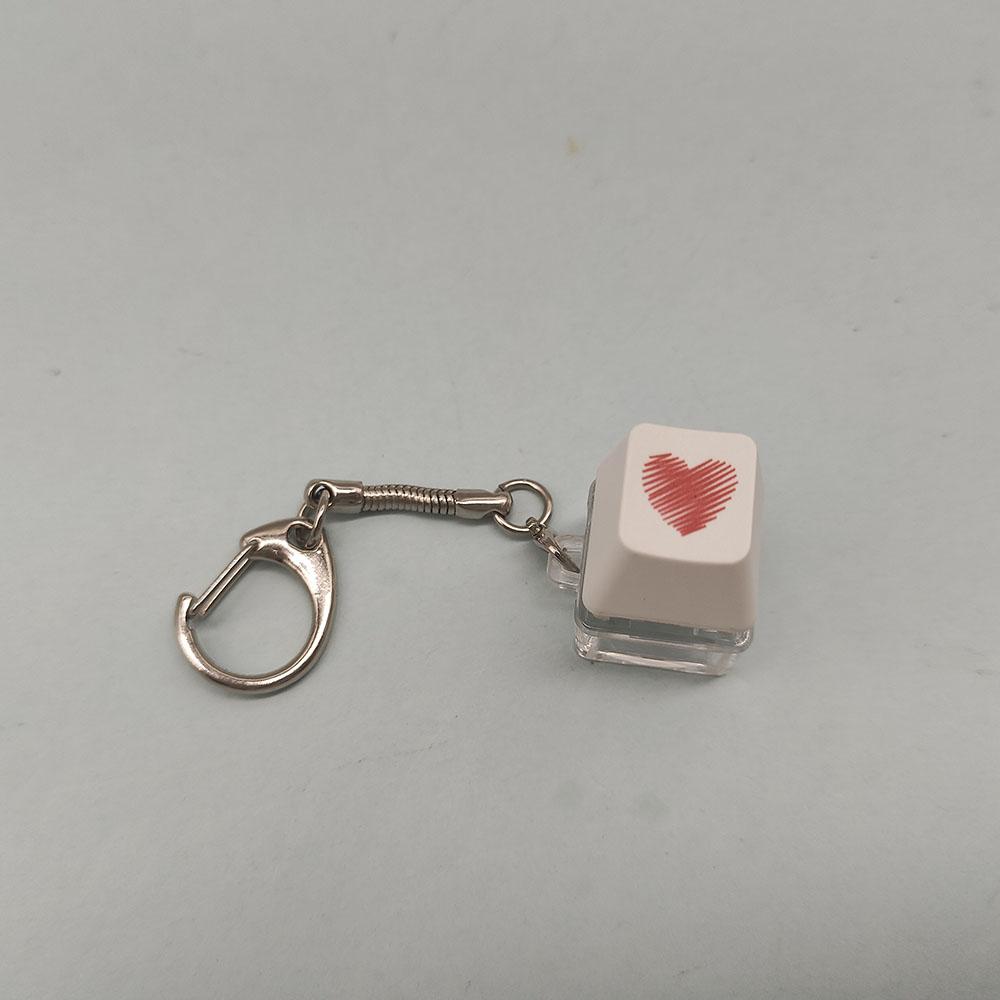 Heart Cute Keycap Keychain Fun Fidget Toy Keyboard Key Chain Ring Bag Charm Earbud Case Cover Accessories Stress Easing Friends