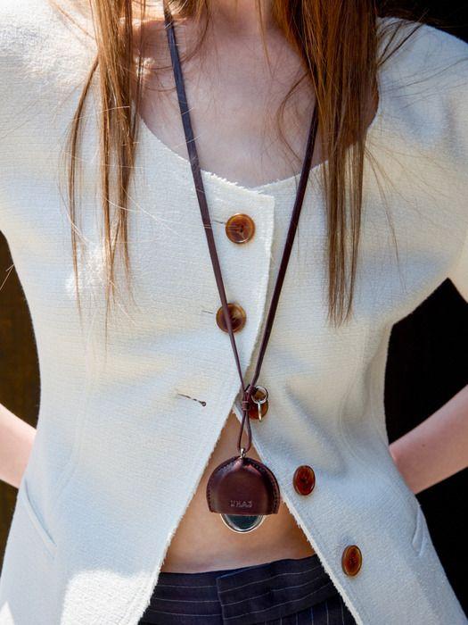 

L’H.A.S FAKE LEATHER MIRROR NECKLACE_WINE FREE_H252PHJ201_WI1