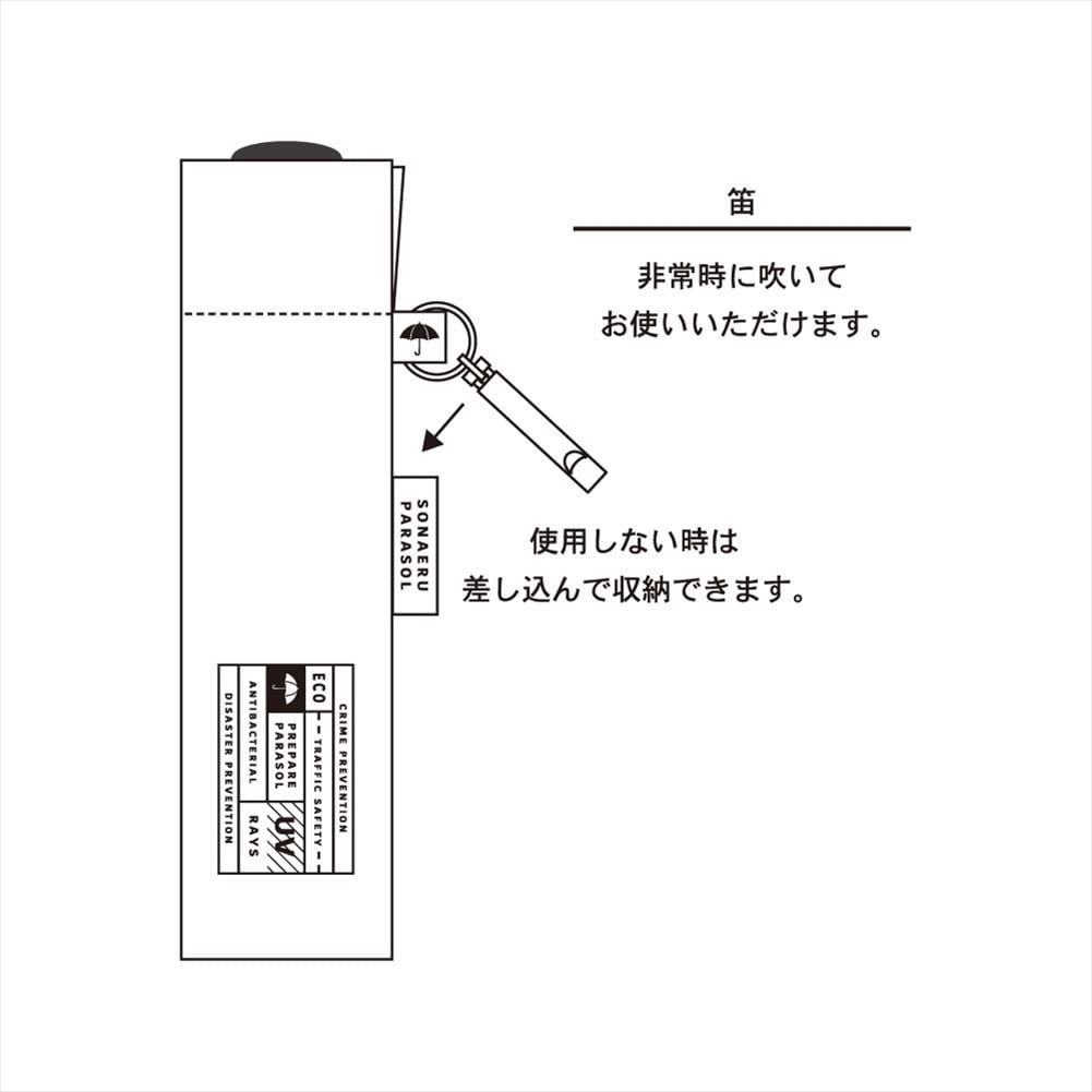 Ogawa SONAERU PARASOL Folding Black and Blocks Over of UV Suitable for Rain or Reflective UV Checker that Changes Color in UV Includes Emergency