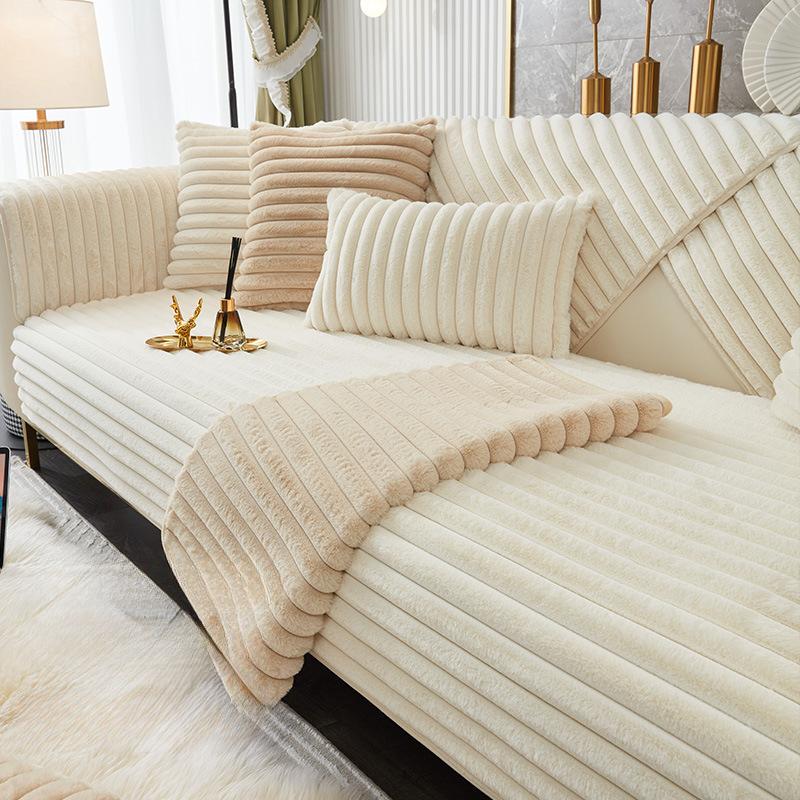 Winter Thickened Rabbit Plush Sofa Cushion Winter Cushion Sofa Cover All-Inclusive Universal Cover