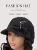 1 Middle-aged and Elderly Hat Wig, Winter Fashion Beret, Short Roll Hat Wig