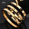 3PCs Light Luxury High-texture Stainless Steel Diamond-encrusted Hollow Model Stackable Jewelry Set Bracelet