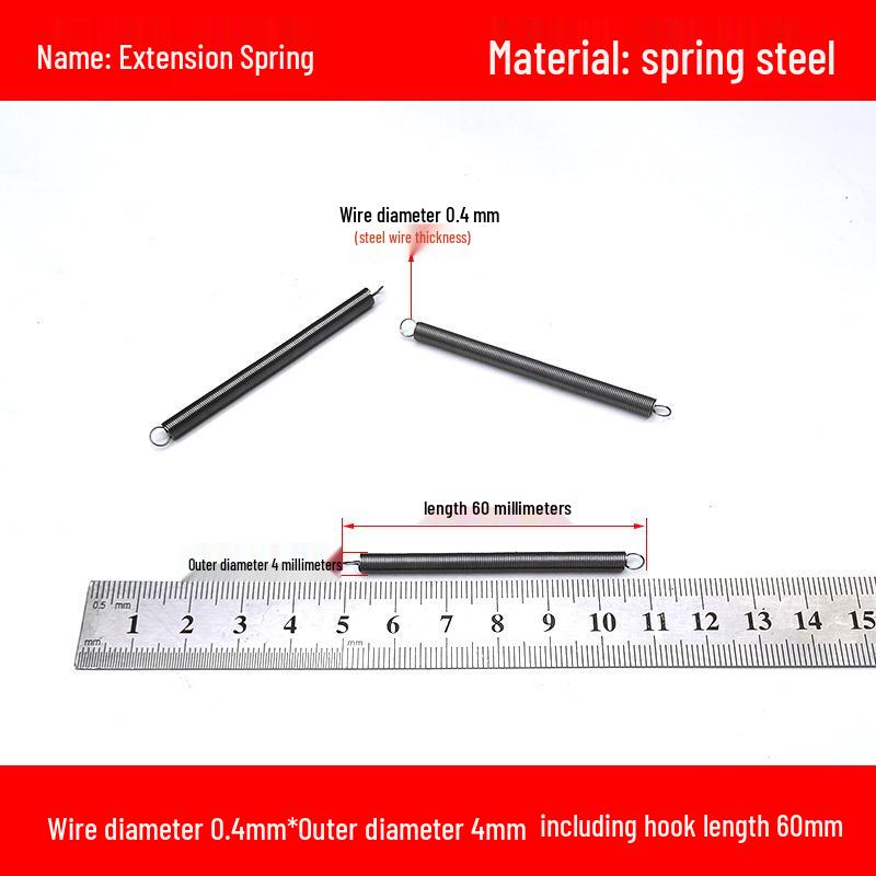 Micro Precision Extension Tension Spring Set with Hooks, 0.4mm Wire Diameter, 3-5mm Outer Diameter