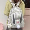 Schoolbag Korean Version Sweet Cartoon Schoolbag Female Junior High School Cute Rabbit Ears Backpack Fashion Striped Class Commuter Backpack