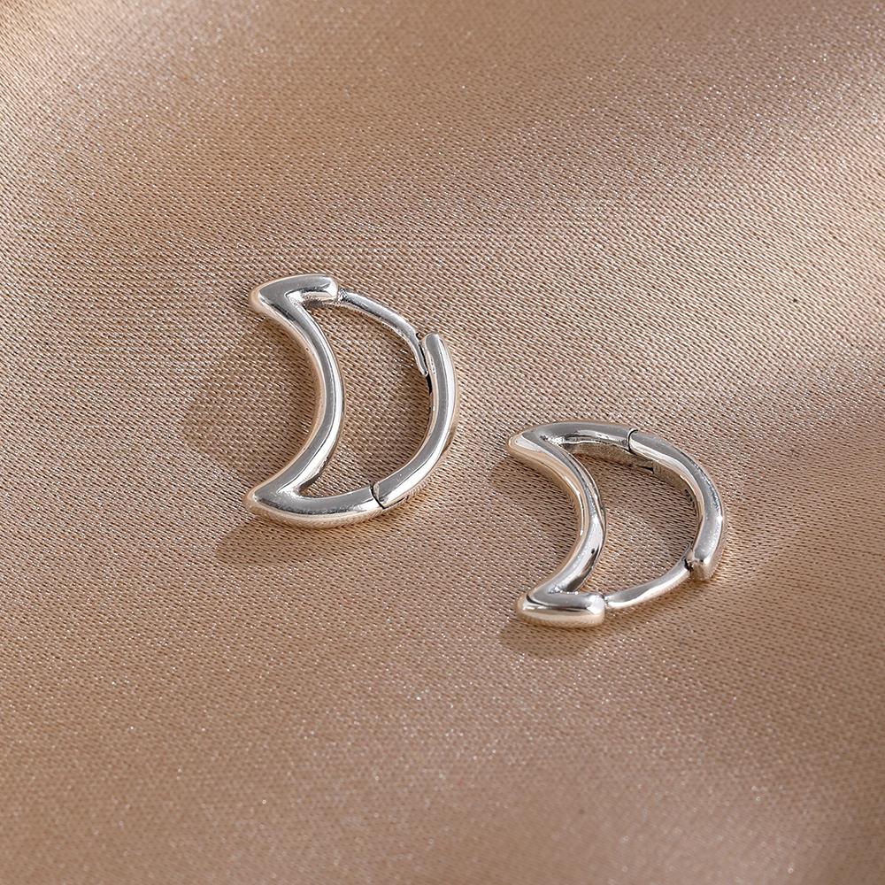 925 Silver Star Moon Earring Set, Sun Moon Star/Zircon Inlaid Design Vintage Trendy Stud Huggie Earrings for Women