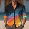 Men's T-shirt Suit Button Shirt Half Splicing Trend Geometric Flower Clear Pattern Soft and Comfortable Shirt Clothing
