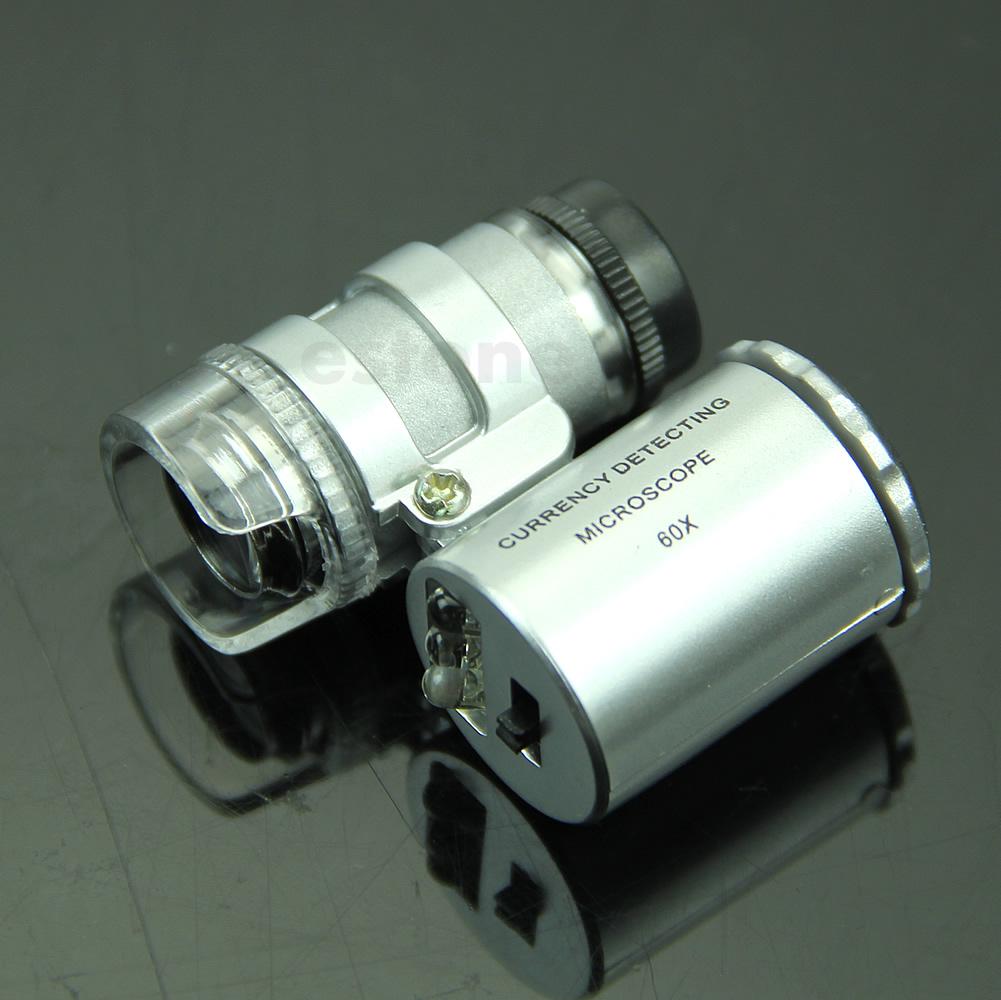 60x Mini Pocket Jewelry Magnifier Glass Microscope Loupes UV LED Light Tool 60x Mini Pocket Jewelry Magnifier Glass Microscope Loupes UV LED Light Tool