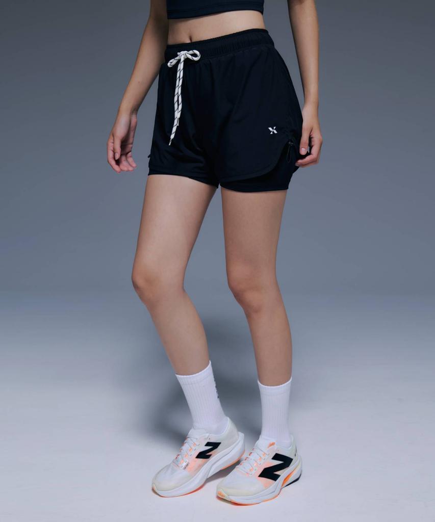 Empebeu Shirred Inlay Runner Shorts Black