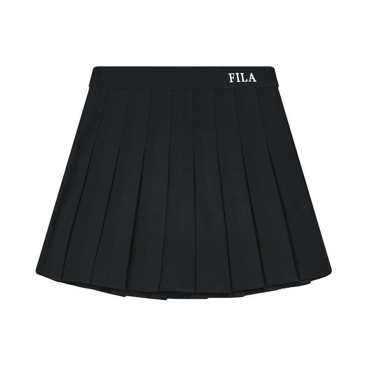 Fila Original Soft Sports Versatile Breathable Comfortable Pleated A-Line Casual Skirt Women Skirts Black F51W429303F-BK