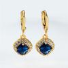 Blue Zircon Square Stone Hoop Earrings Female Luxury Crystal Wedding Earrings Vintage Gold Color Bridal Earrings for Women Gifts