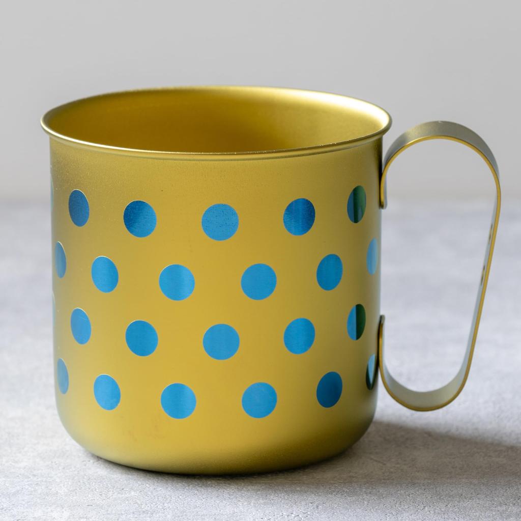 HORIE Pure Titanium Design Polka Dots and Perfect for Outdoor Mug, Stars, Activities, Kids, Gift, Lightweight, Rust-Resistant (320ml) (Yellow