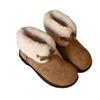 Snow boots women's British frosted leather fur integrated warm small potatoes flat bottom small cute velvet cotton shoes new women