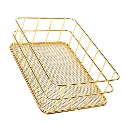 Metal Storage Basket Golden Iron Wire Mesh Storage Basket Multifunctional