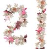 1 Pcs Artificial Floral Garland 71 Inches (180 Cm) Artificial Floral Garland With Pink Flowers & Pumpkins For Fall Decorations