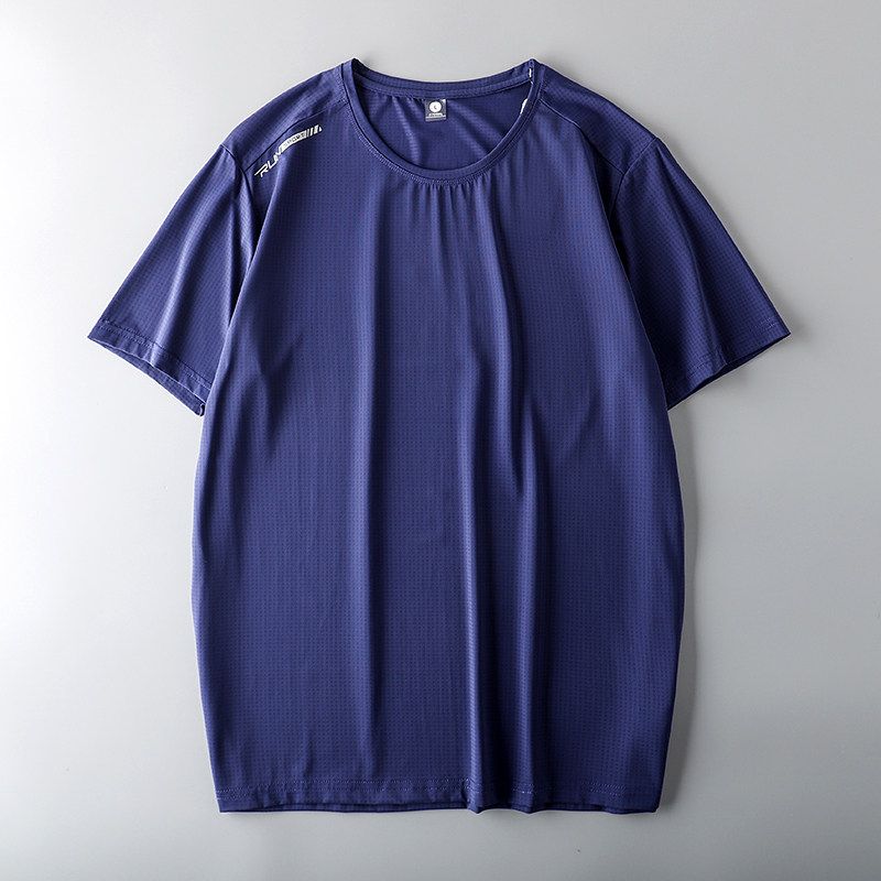 Cut Label Cattle Goods Ice Silk Slip Material Quick Drying Clothes Short Sleeve T-Shirt Baolan (Male) 2XL