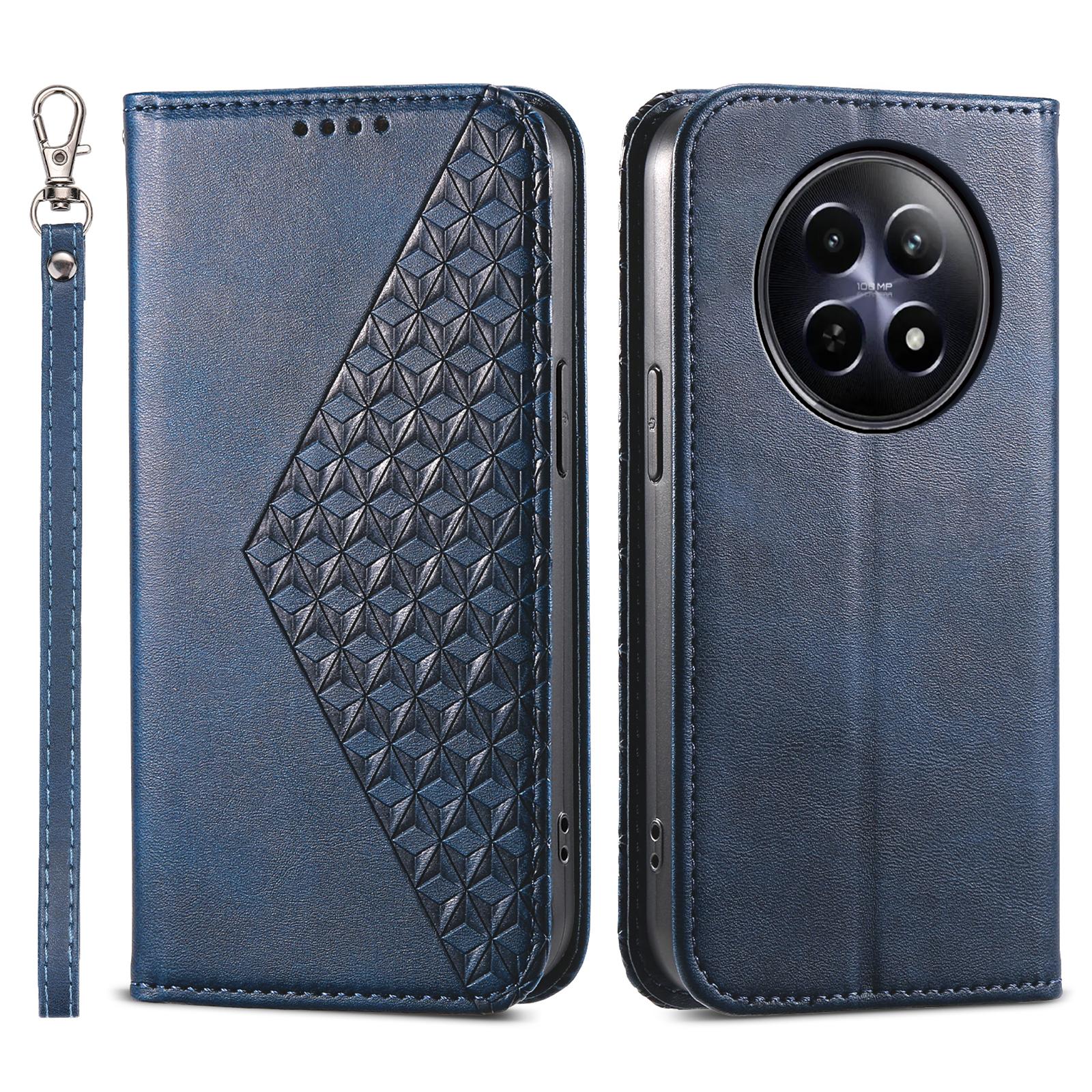 

For Realme 12 5G/12x 5G Case Rhombus Imprinted Leather Cell Phone Cases Wholesale Blue