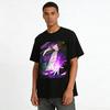 Anime Dark Style Purple Flame Boy Print Casual T-shirt Cool Anime Loose Comfortable Unisex Top Pure Cotton T-shirt