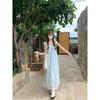 Blue striped suspender dress children's summer new women's small seaside vacation dress