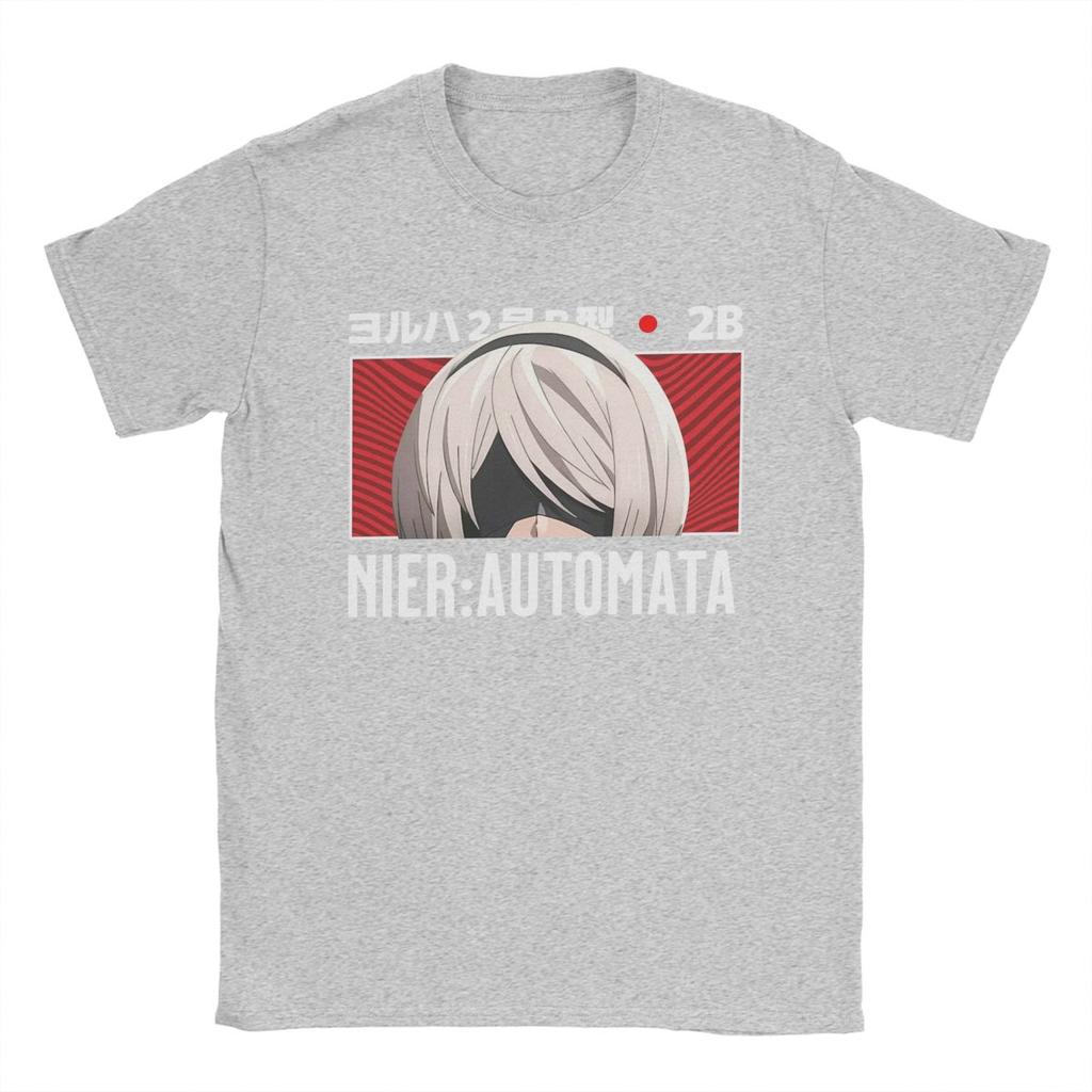 Herren Nier Automata 2B Peeker T-Shirt Anime 100% Baumwollkleidung Neuheit Kurzarm O-Ausschnitt T-Shirts Original T-Shirt