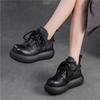 Fashion 6.5cm Genuine Leather Women Sring Autumn Platform Wedge Fashion Comfy Shoes Retro Loafer Pumps Flats Outdoor Walking Sneakers